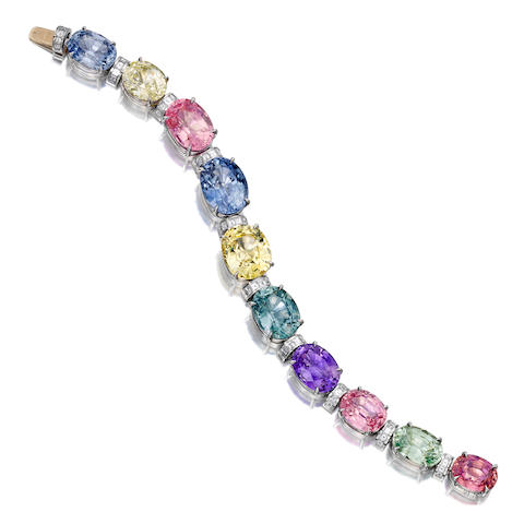 Fine multi gem tennis bracelet